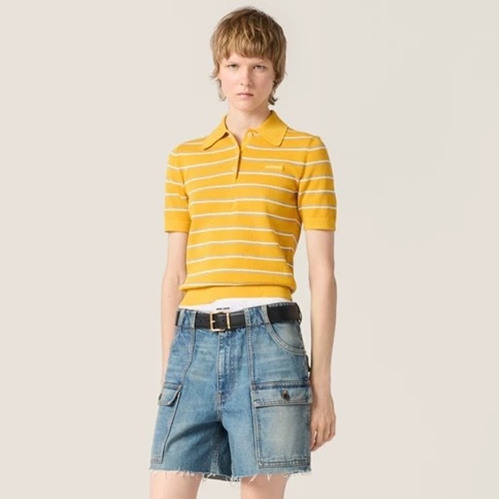 MIU MIU [Miumiu] �̿�̿� Cotton knit polo shirt MMLB35_183M_F0010_S_OOO