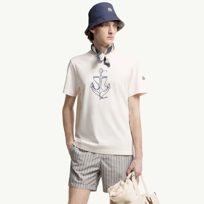 [Moncler] ��Ŭ���� Embroidered Cotton T-Shirt L10918C0005389B8U035