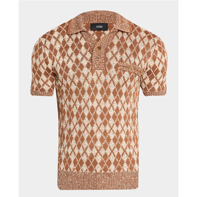 [AMIRI] �ƹ̸� Argyle Short-Sleeve Polo Sweater