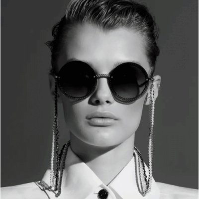 [Chanel] ���� CC Logo Pearl Charm Metal Frame Sunglasses
