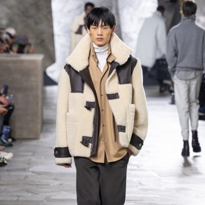 [Hermes] �����޽� Sheepskin duffle-coat jacket Natural 23120933