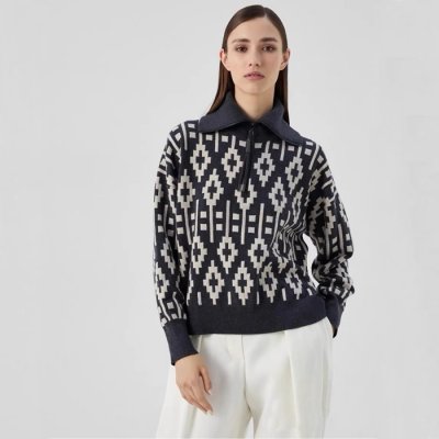 [Brunello Cucinelli] ���ڷ� ��ġ�ڸ� Fair Isle jacquard quarter zip wool blend sweater M16129604CTX45
