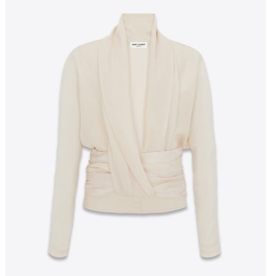 [Saint Laurent] ���ζ� draped blouse in twill 750802Y1H769672