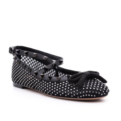 [Valentino] �߷�Ƽ�� Rockstud crystal-embellished ballerina shoes 4W2S0HB6NIM