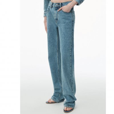[alexanderwang] �˷������ clear hotfix ez - mid rise straight leg jean in denim 1WC2234529486