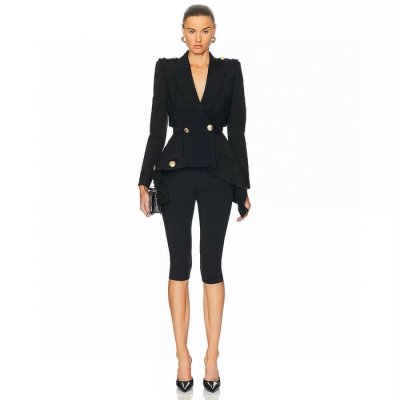 ALEXANDER WANG [alexanderwang] �˷������ Women's Black Double-breasted Padded-shoulder Wool Blazer