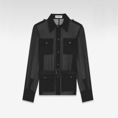 [Saint Laurent] ���ζ� SAHARIENNE blouse in silk muslin 24073032