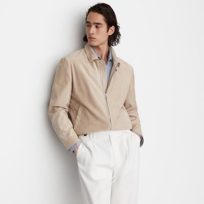 [Brunello Cucinelli] ���ڷ� ��ġ�ڸ� �����̵� ���� Suede Outerwear Jacket 0400020410510 LIGHT BROWN