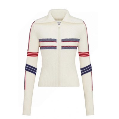 [Dior] Dior Women CD DiorAlps Short High-Collar Cardigan White Three-Tone Wool Cashmere Knit 144G60A