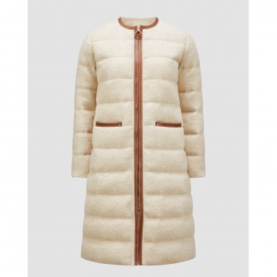[Moncler] ��Ŭ���� ���� Bellette Leather-Trimmed Long Down Jacket