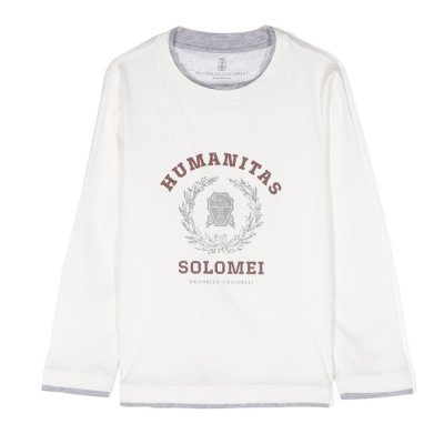 [Brunello Cucinelli] ���ڷ� ��ġ�ڸ� layered logo-print cotton T-shirt B0T61T119CDI45