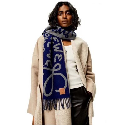 [LOEWE] �ο��� Anagram-Print Fringed Wool And Cashmere-Blend Scarf