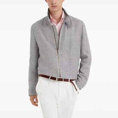 [Brunello Cucinelli]  ���ڷ� ��ġ�ڸ�Prince Of Wales Exclusive Bomber Jacket prod267360046BLUE/WHITE