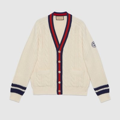 [Gucci] ���� ���� ����� 763373 XKDPC 9189 Cable wool knit cardigan with Web