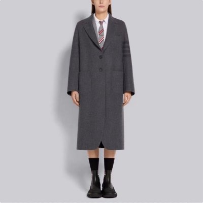 [Thom Browne] ����� Medium Grey Double Face Melton Engineered 4-Bar Unconstructed Elongated Sack Over