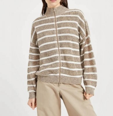[Brunello Cucinelli] ���ڷ� ��ġ�ڸ� Linen dazzling striped net cardigan 251MCO558906