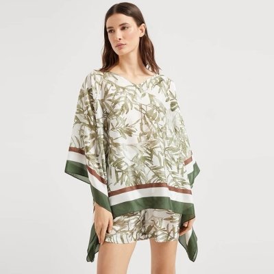 [Brunello Cucinelli] ���ڷ� ��ġ�ڸ� Silk herbarium print pongee top with monili 251MQ992FA902