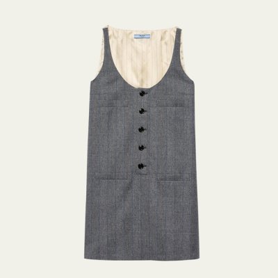 [Prada] ����� Pinstripe Silk Back Wool Mini Dress BGS21_B9L7S