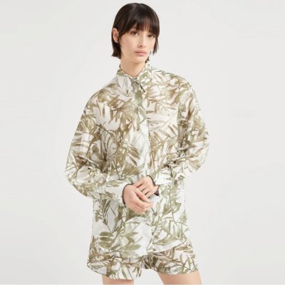 [Brunello Cucinelli] ���ڷ� ��ġ�ڸ� Silk herbarium print pongee shirt with shiny cuffs 251MQ999NL486
