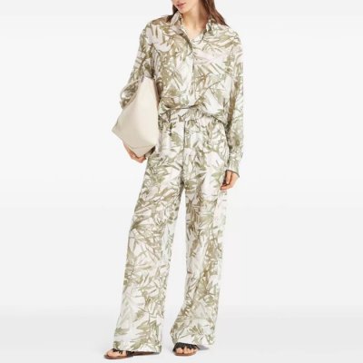 [Brunello Cucinelli] ���ڷ� ��ġ�ڸ� Silk herbarium print pongee pyjama-style loose trousers 251MQ999P8915