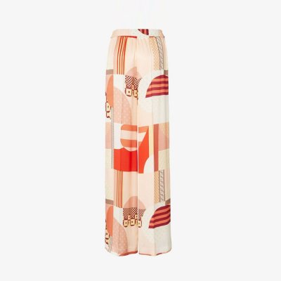 [Fendi] ��� Pink silk trousers with patchwork print Trousers FR6494AUQMF1SAW