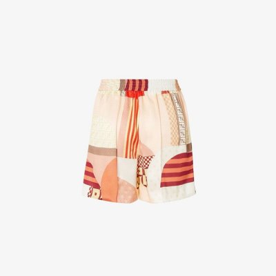 [Fendi] ��� Silk shorts with pink patchwork print Shorts FR6643AUQMF1SAW