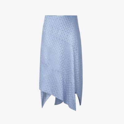 [Fendi] ��� Blue silk FF jacquard skirt FQ7657AUQGF1T69