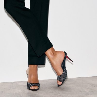 [Christian Louboutin] ũ������ ����� Apostropha Mesh Strass Mules 80