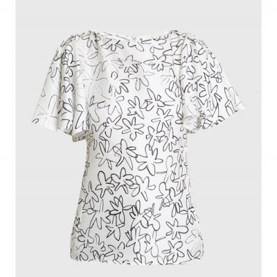[Chloe] ���ο� Doodle Floral Flutter-Sleeve Silk Top CHC24UHT29302905