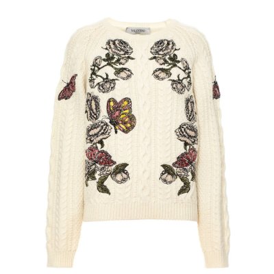 [Valentino] �߷�Ƽ�� Floral Cableknit Sweater WB3KC25I6MU