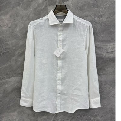 [Brunello Cucinelli] ���ڷ� ��ġ�ڸ� Lightweight Oxford slim fit shirt with spread collar 252MS6661718