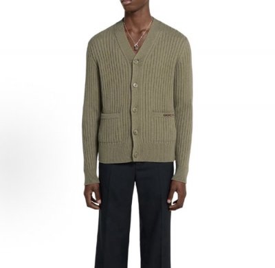 [Gucci] ���� Rib wool cashmere knit cardigan 824500