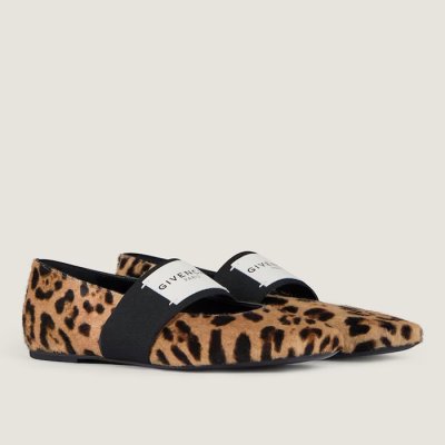 [Givenchy] ����� Sliced Square ballerinas in pony leather with leopard pattern BE5010E2FY-007