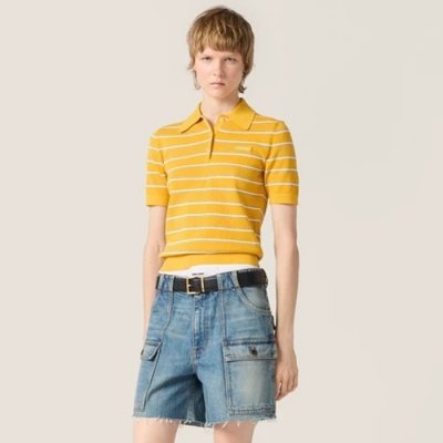 MIU MIU [Miumiu] �̿�̿� Cotton knit polo shirt MMLB35_183M_F0010_S_OOO