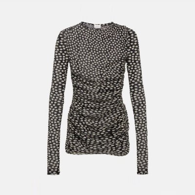[Saint Laurent] ���ζ� Black Polka Dot Ruffled Dress 781869