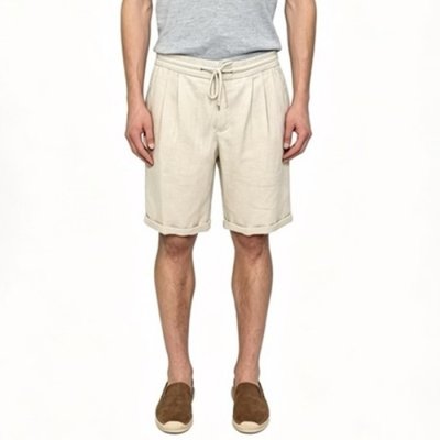 [Brunello Cucinelli] ���ڷ� ��ġ�ڸ� Garment-dyed Bermuda shorts in linen gabardine 261M243DU0020