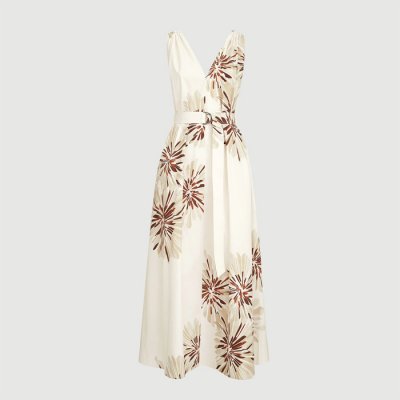 [Brunello Cucinelli] ���ڷ� ��ġ�ڸ� Cotton bloom print poplin dress with monili 261MQ197A5092