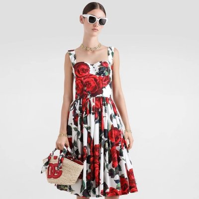 [D & G] ��ü�ذ��ٳ� floral-print midi dress F6TVJTHS5TQ