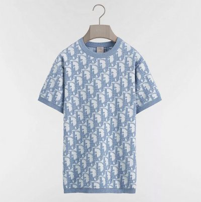 [Dior] ��� Blue Cotton-Wool-Silk Jacquard T-Shirt, Regular Fit 693M619A7040_C575