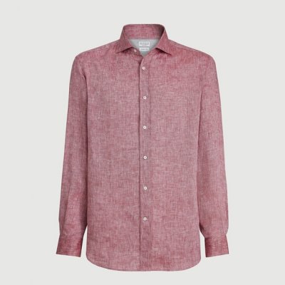 [Brunello Cucinelli] ���ڷ� ��ġ�ڸ� spread-collar linen shirt MM6840627C151